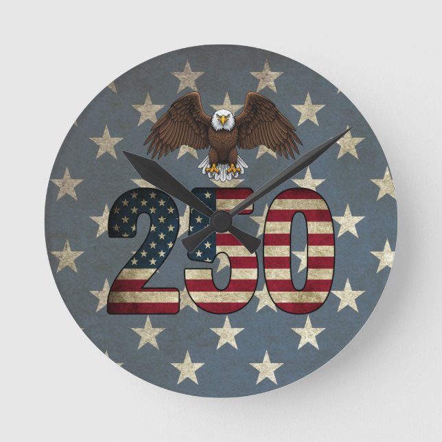 Patriotic Eagle 250 USA Semiquincentennial Round Clock (Front)