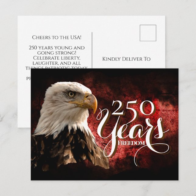 Patriotic Eagle 250 Years Postcard (Front/Back)
