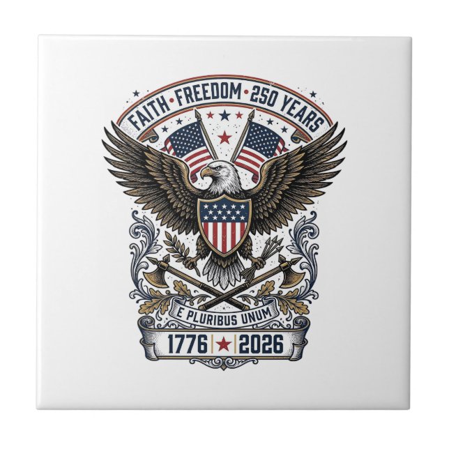 Patriotic Eagle 250 Years Vintage Freedom Tile (Front)