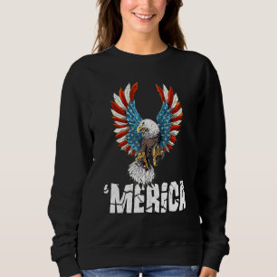 Patriotic Eagle 4th Of July Usa American Flag Men  Sweatshirt