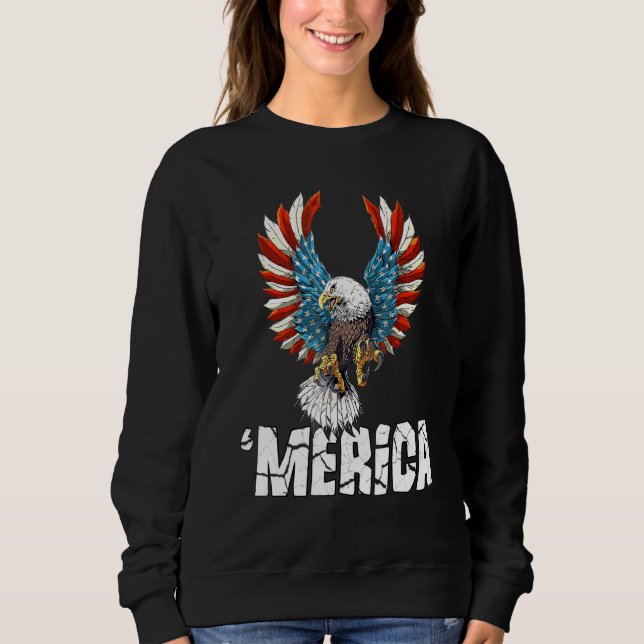 Patriotic Eagle 4th Of July Usa American Flag Men  Sweatshirt (Front)