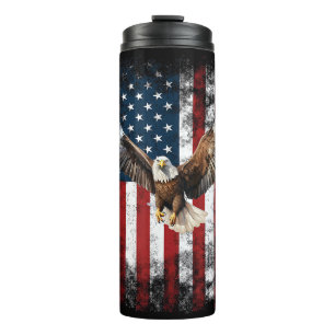 Patriotic Eagle 4th of July USA American Flag Thermal Tumbler