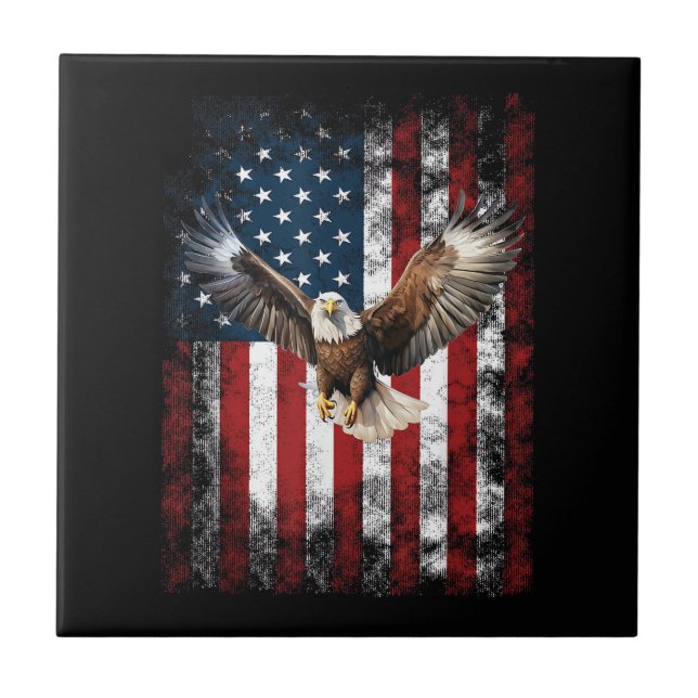 Patriotic Eagle 4th of July USA American Flag Tile (Front)