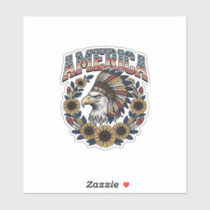 Patriotic Eagle America Sunflower Vintage