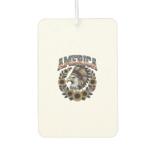 Patriotic Eagle America Sunflower Vintage Car Air Freshener