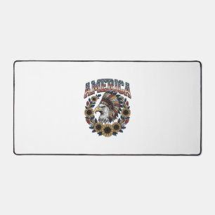 Patriotic Eagle America Sunflower Vintage Desk Mat