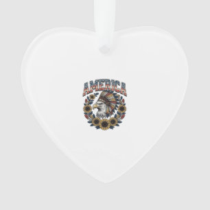 Patriotic Eagle America Sunflower Vintage Ornament