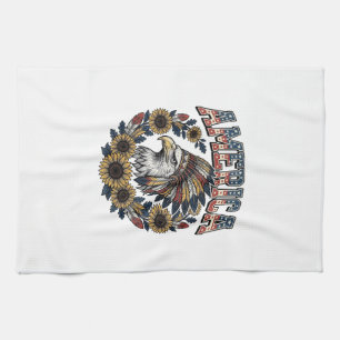 Patriotic Eagle America Sunflower Vintage Tea Towel