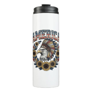 Patriotic Eagle America Sunflower Vintage Thermal Tumbler