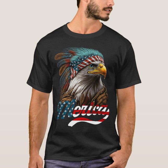 Patriotic Eagle American Flag 4th of July Merica T-Shirt (Front)