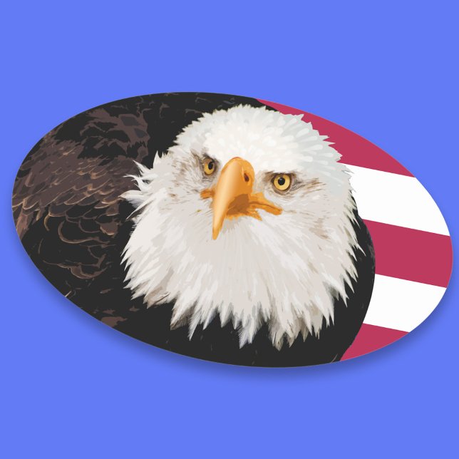 Patriotic Eagle American Flag Stripes Independence Oval Sticker (Large oval patriotic eagle sticker)
