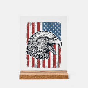 Patriotic Eagle American Flag Vintage Engraving_1 Acrylic Sign