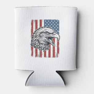 Patriotic Eagle American Flag Vintage Engraving_1 Can Cooler