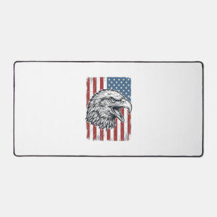Patriotic Eagle American Flag Vintage Engraving_1 Desk Mat