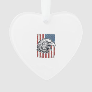 Patriotic Eagle American Flag Vintage Engraving_1 Ornament