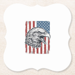 Patriotic Eagle American Flag Vintage Engraving_1 Paper Coaster
