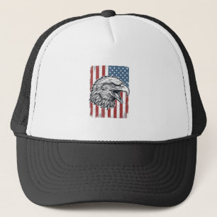 Patriotic Eagle American Flag Vintage Engraving_1 Trucker Hat