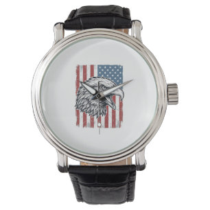 Patriotic Eagle American Flag Vintage Engraving_1 Watch