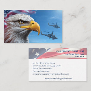 Patriotic Eagle & American Flag with Helicopters Business Card