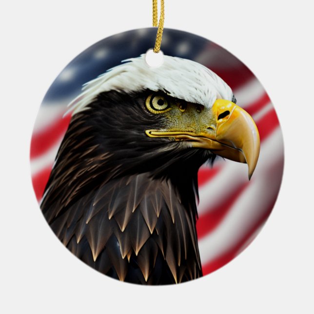 Patriotic/Eagle/American/USA  Ceramic Tree Decoration (Front)