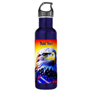 Patriotic Eagle and American Flag Personalised   710 Ml Water Bottle