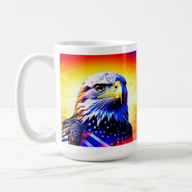Patriotic Eagle and American Flag Personalised Coffee Mug (Left)