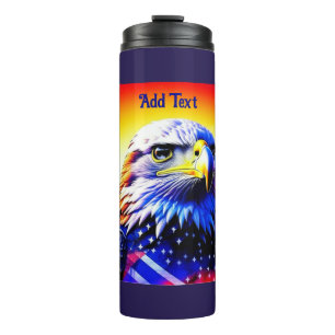 Patriotic Eagle and American Flag Personalised   Thermal Tumbler