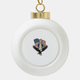 Patriotic Eagle and Colonial General Vintage Vecto Ceramic Ball Christmas Ornament