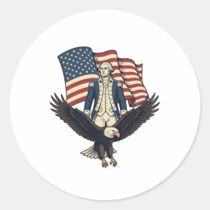Patriotic Eagle and Colonial General Vintage Vecto Classic Round Sticker