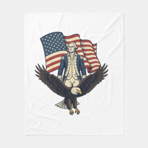 Patriotic Eagle and Colonial General Vintage Vecto Fleece Blanket