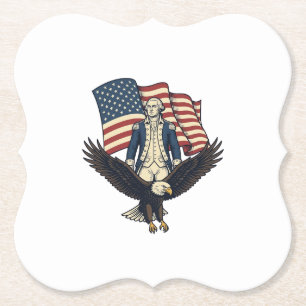 Patriotic Eagle and Colonial General Vintage Vecto Paper Coaster