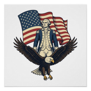 Patriotic Eagle and Colonial General Vintage Vecto Poster