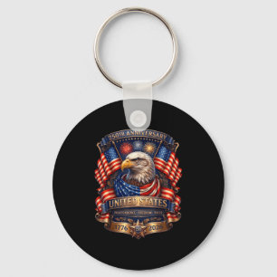 Patriotic eagle and flag 250 years 1776-2026 4th key ring