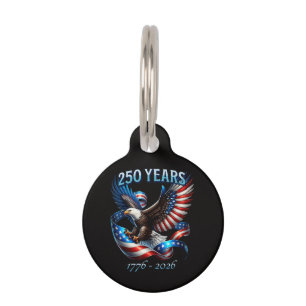 Patriotic Eagle and Flag 250 Years 1776-2026 Pet Tag