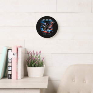 Patriotic Eagle and Flag 250 Years 1776-2026 Round Clock