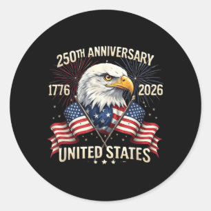 Patriotic Eagle and Flag 250 Years American 4th of Classic Round Sticker