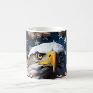 Patriotic Eagle and Flag Ceramic Coffee Mug