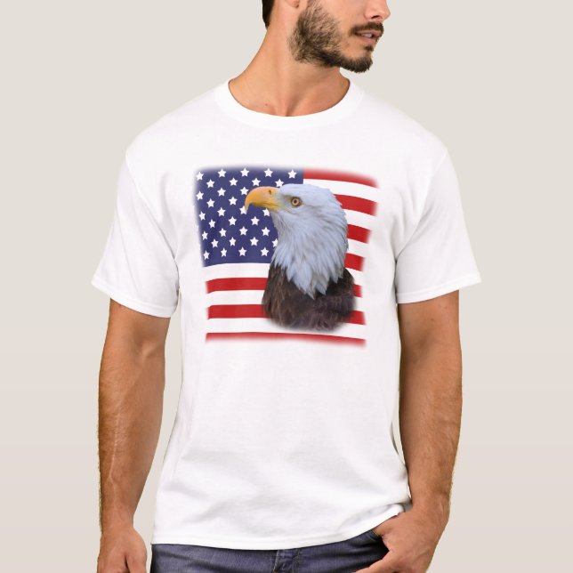 Patriotic  Eagle and USA Flag T-Shirt (Front)
