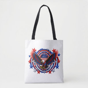 Patriotic  Eagle Burst – Red White & Blue Free Tote Bag