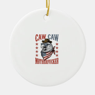 Patriotic Eagle Caw Caw Vintage Funny Shirt Design Ceramic Tree Decoration