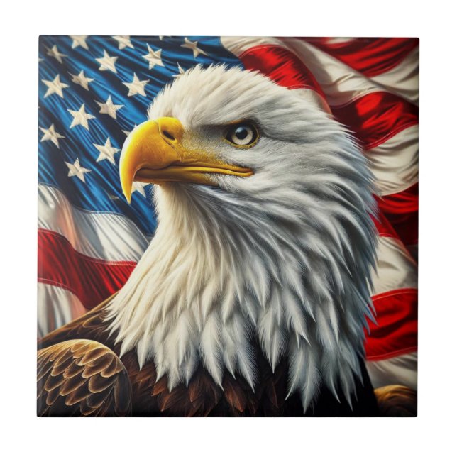 Patriotic Eagle Ceramic Tile (Front)