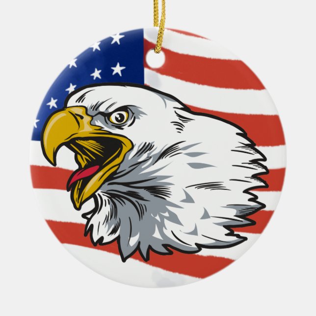 Patriotic Eagle Ceramic Tree Decoration (Front)
