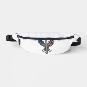 Patriotic Eagle Cross Vintage Engraving Vector Des Bum Bags