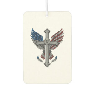 Patriotic Eagle Cross Vintage Engraving Vector Des Car Air Freshener