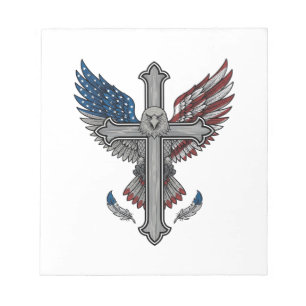 Patriotic Eagle Cross Vintage Engraving Vector Des Notepad