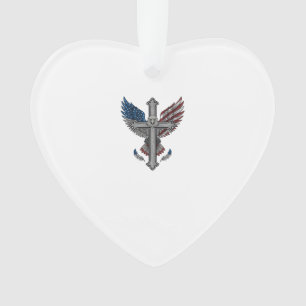 Patriotic Eagle Cross Vintage Engraving Vector Des Ornament