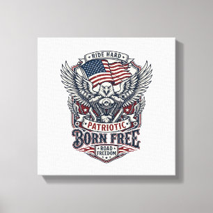 Patriotic Eagle Engine Biker Road Freedom Patriot Canvas Print