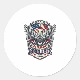 Patriotic Eagle Engine Biker Road Freedom Patriot  Classic Round Sticker