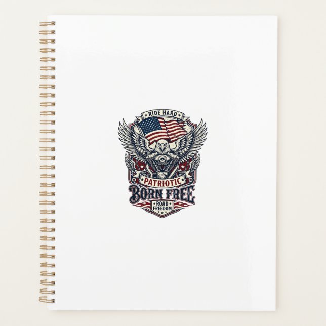 Patriotic Eagle Engine Biker Road Freedom Patriot  Planner (Front)
