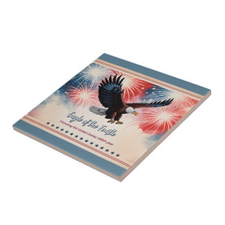 Patriotic Eagle Fireworks 1776–2026 US Keepsake Tile